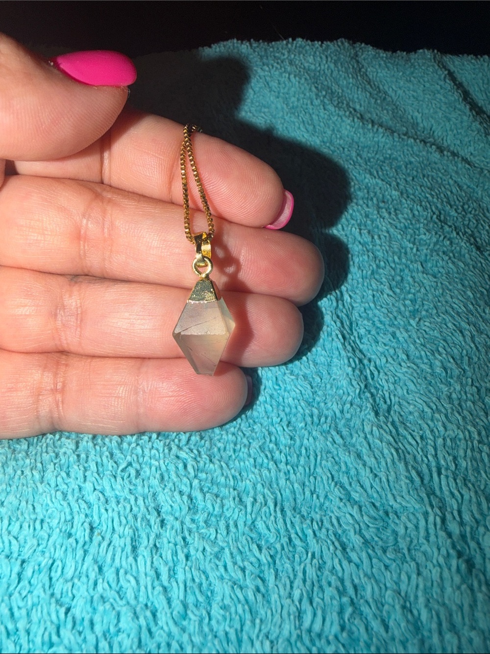 Gold Chain Necklace with Pale green fluorite pendant